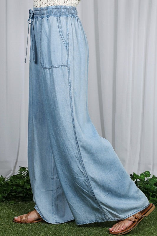 Liz Wide Leg Chambray pants