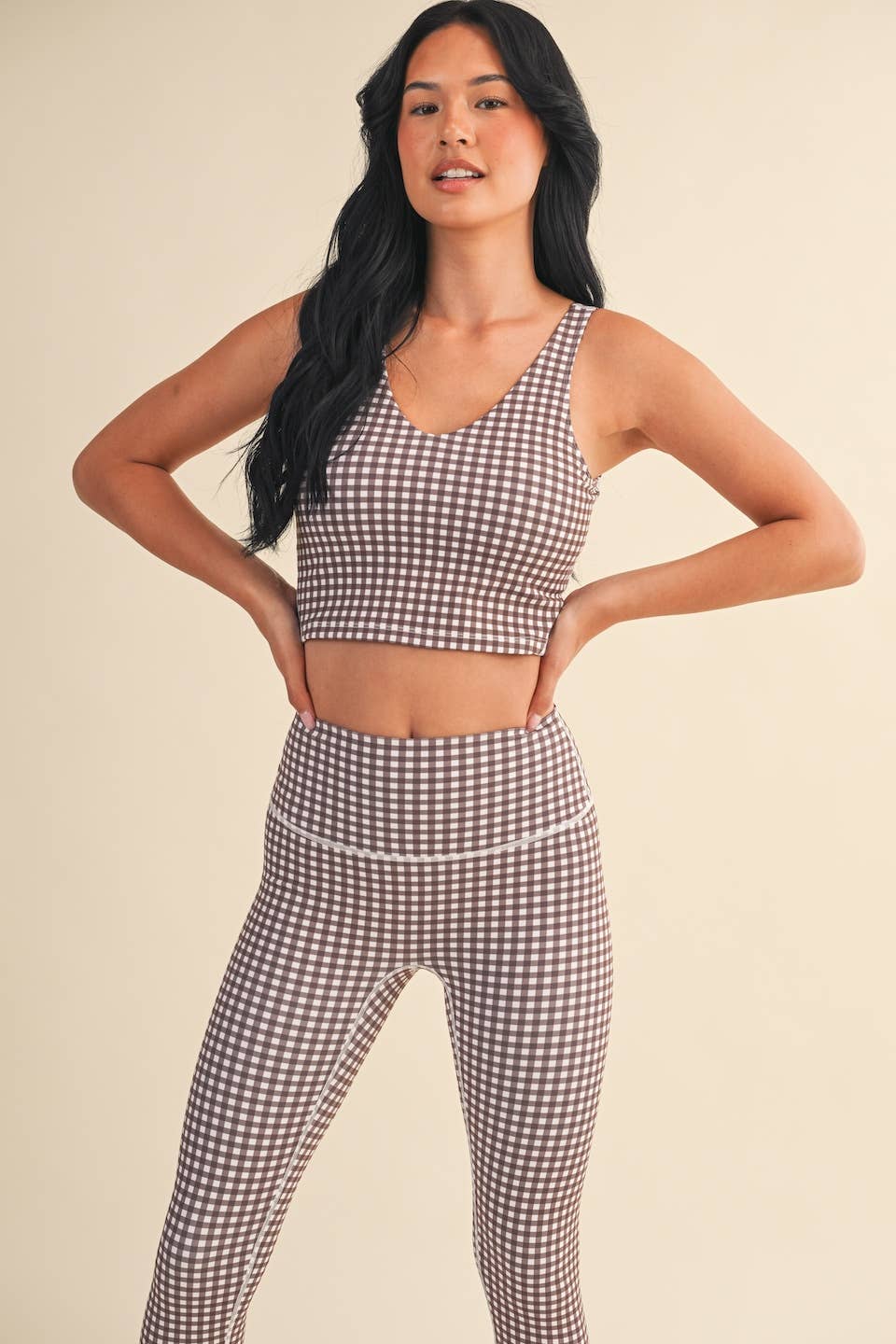 Gingham Print Aligned Performance Cropped Tank Top
