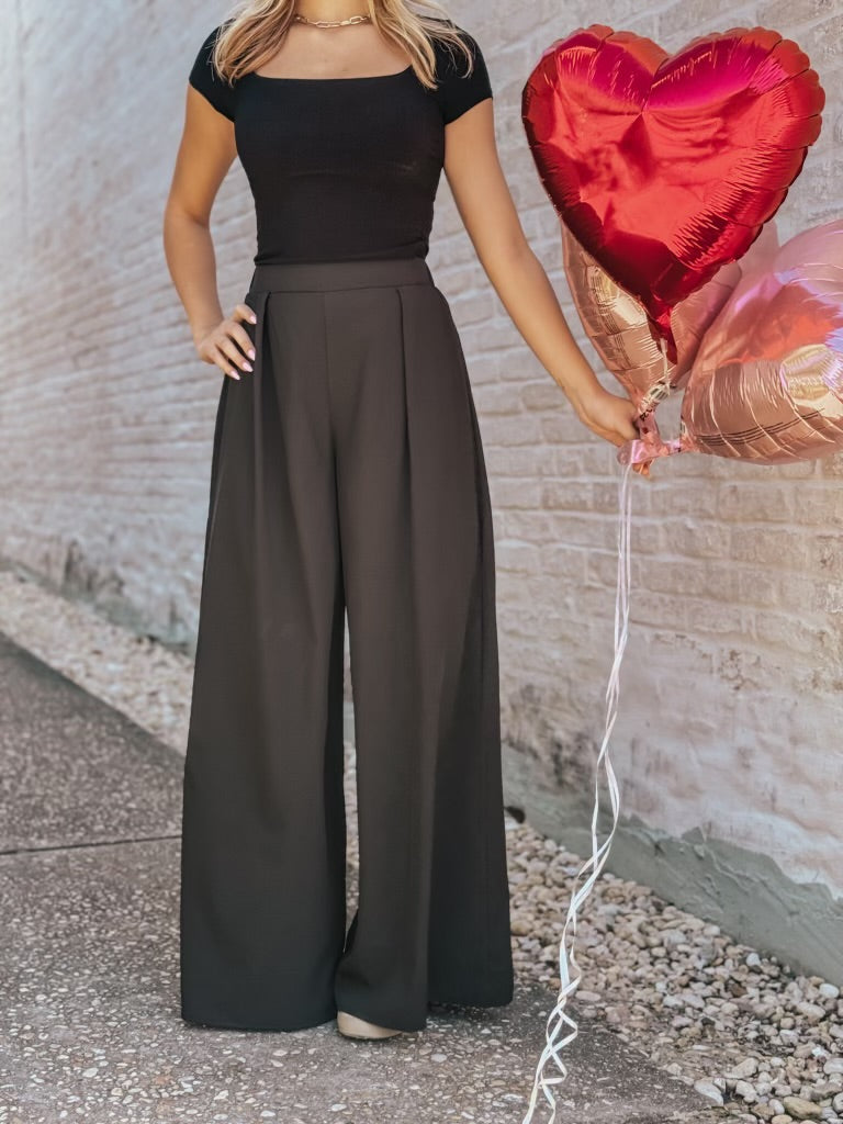 Zoe Wide Leg Trousers Black / Small