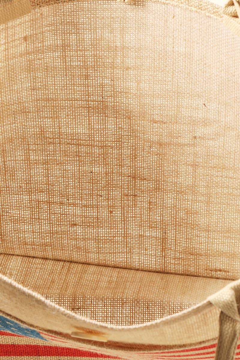 American Flag Burlap Tote Bag