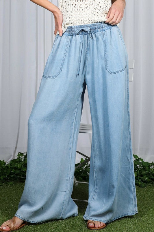 Liz Wide Leg Chambray pants