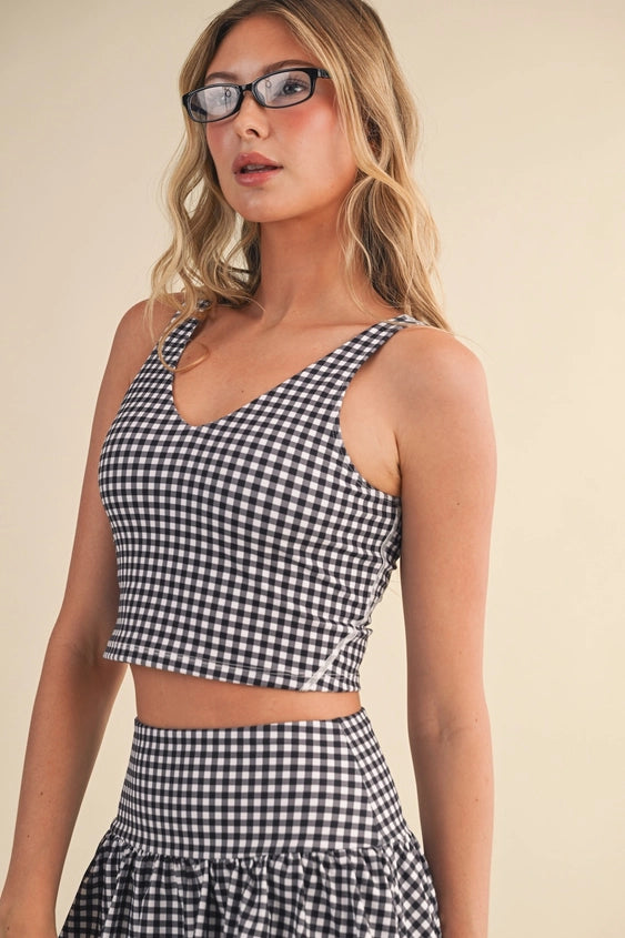 Gingham Performance Crop Tank