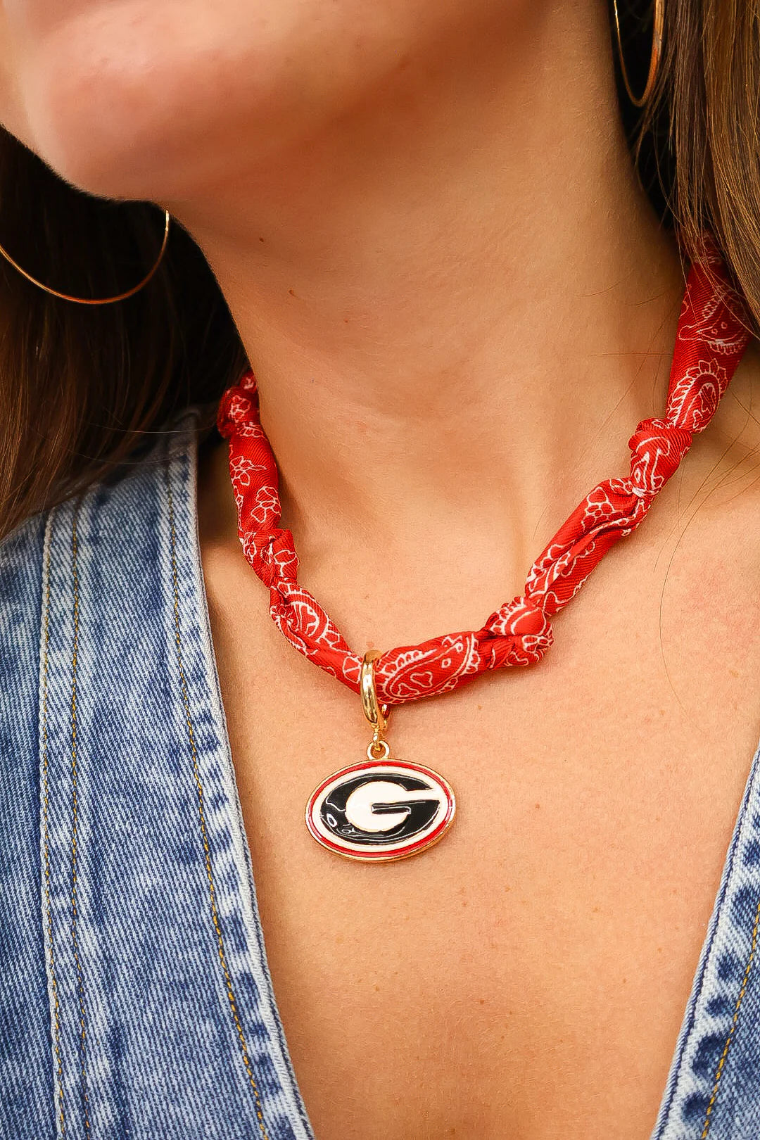 Georgia Bulldogs Logo Bandana Scarf Necklace