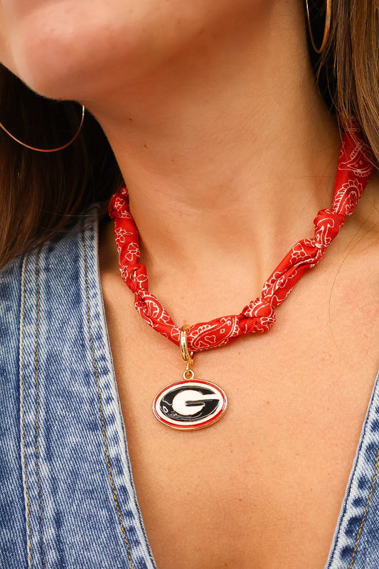 Georgia Bulldogs Logo Bandana Scarf Necklace