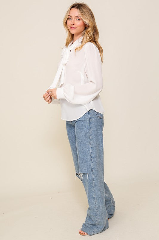 Cory Tie Top- Chaffon Blouse