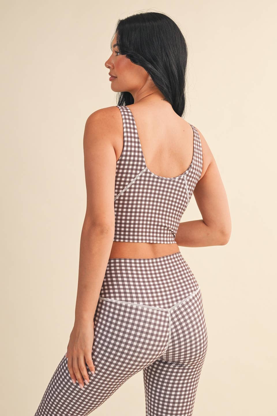 Gingham Print Aligned Performance Cropped Tank Top