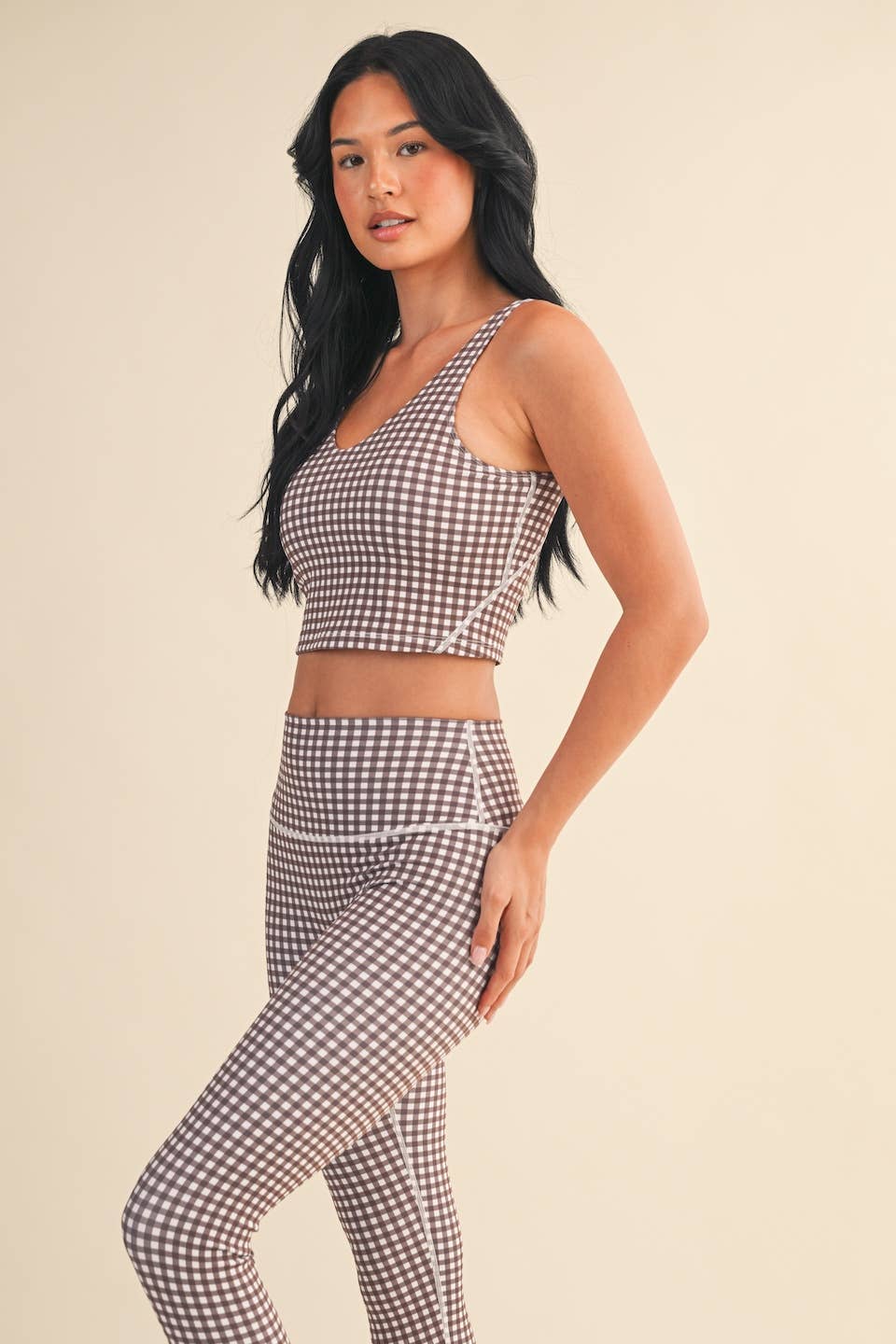 Gingham Print Aligned Performance Cropped Tank Top