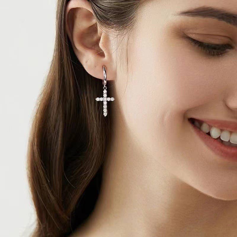Cross Dangle Hoop