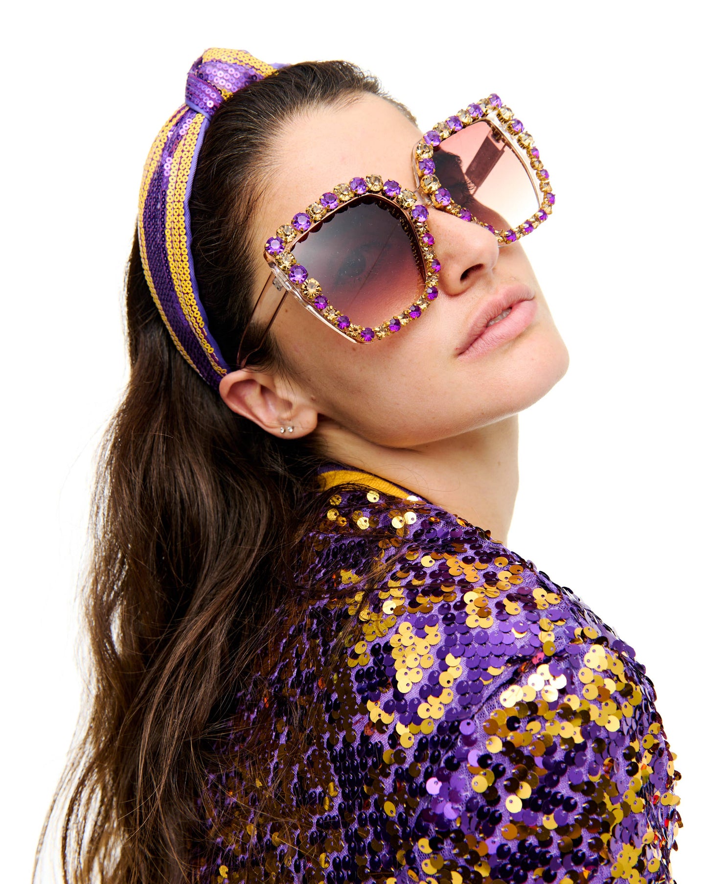 Purple and gold stone sunglasses