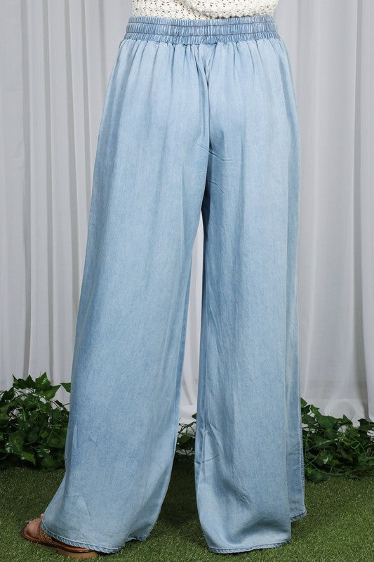 Liz Wide Leg Chambray pants