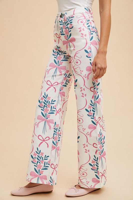 Riley Wide Leg Bow Jeans