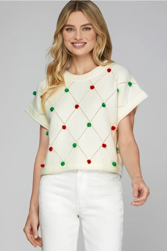 Pom Pom Holiday Sweater