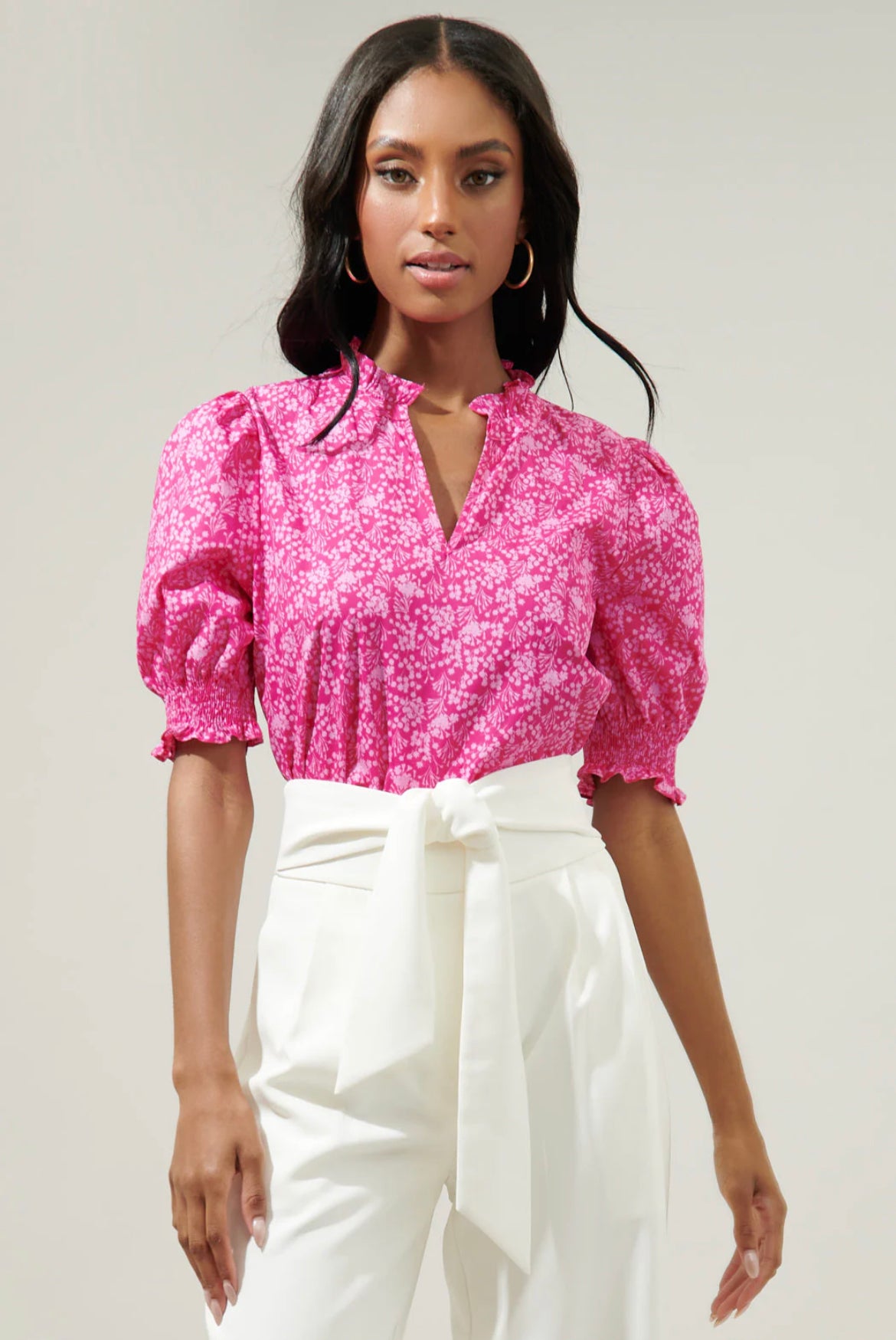 Anya Split Neck Floral Top