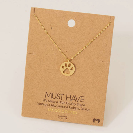 Tiger Paw Print Pendent Necklace