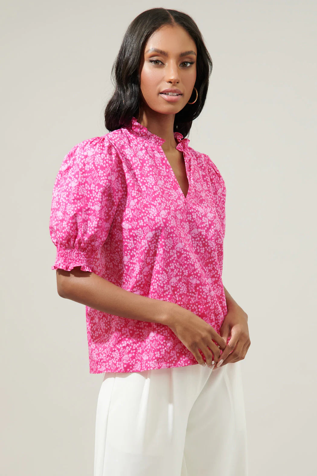 Anya Split Neck Floral Top