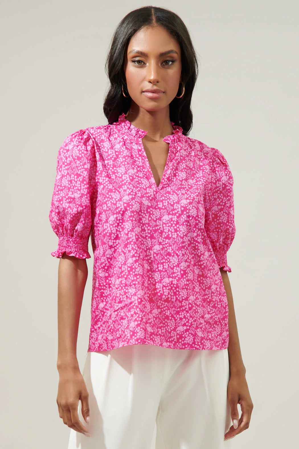 Anya Split Neck Floral Top