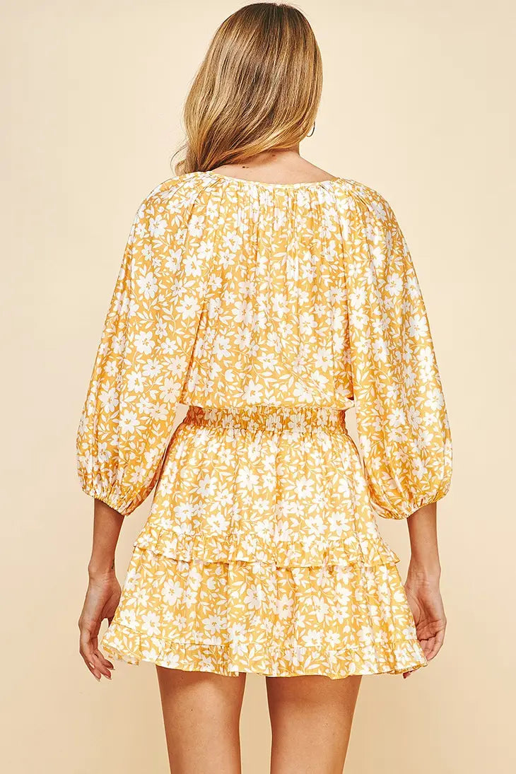 Daisy Floral Print Mini Dress