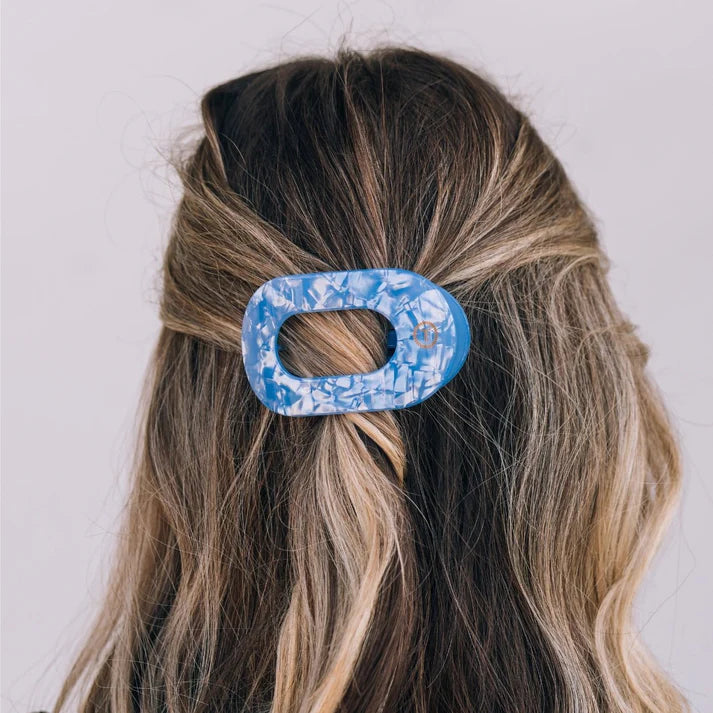 Blue Lagoon Small Flat Round Hair Clip