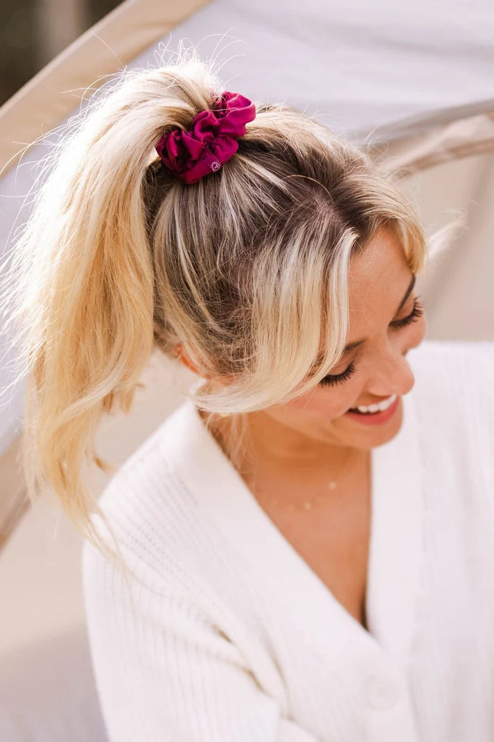 Burgundy Bliss Large Silk Scrunchies - TELETIES