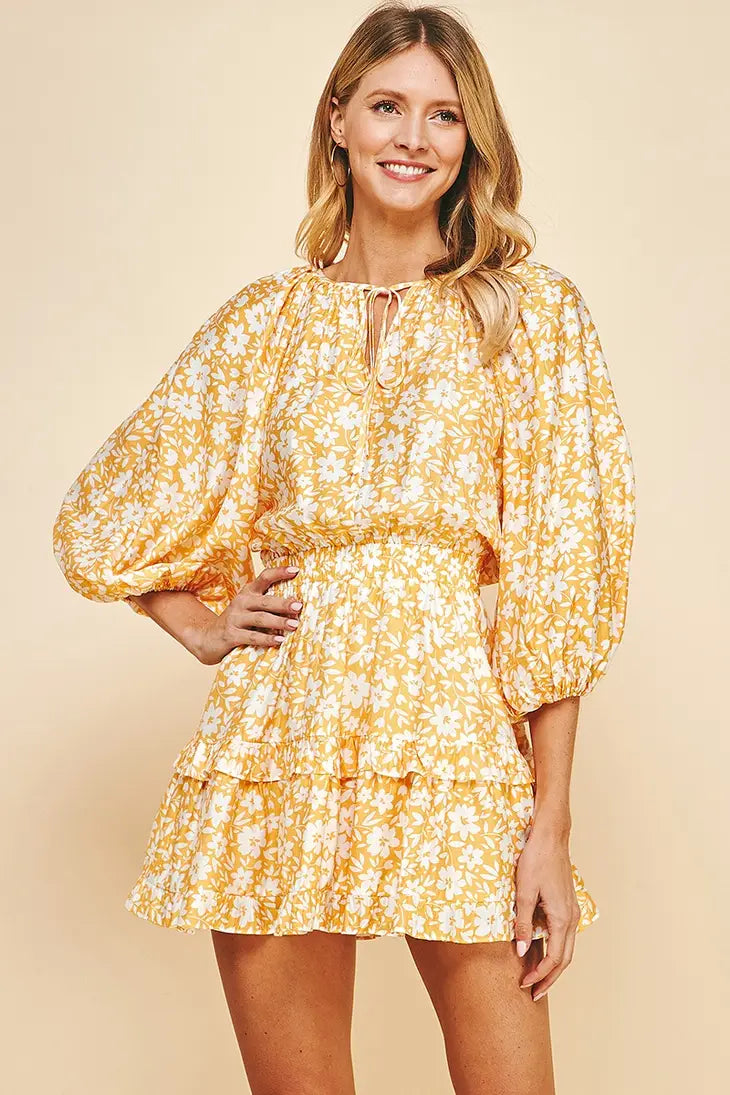 Daisy Floral Print Mini Dress