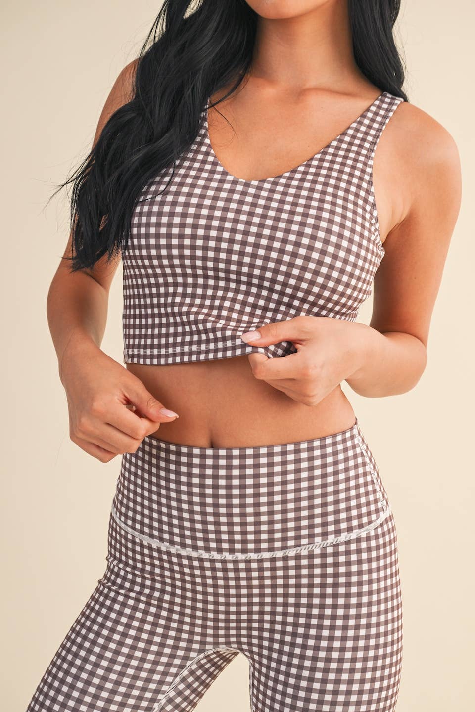 Gingham Print Aligned Performance Cropped Tank Top