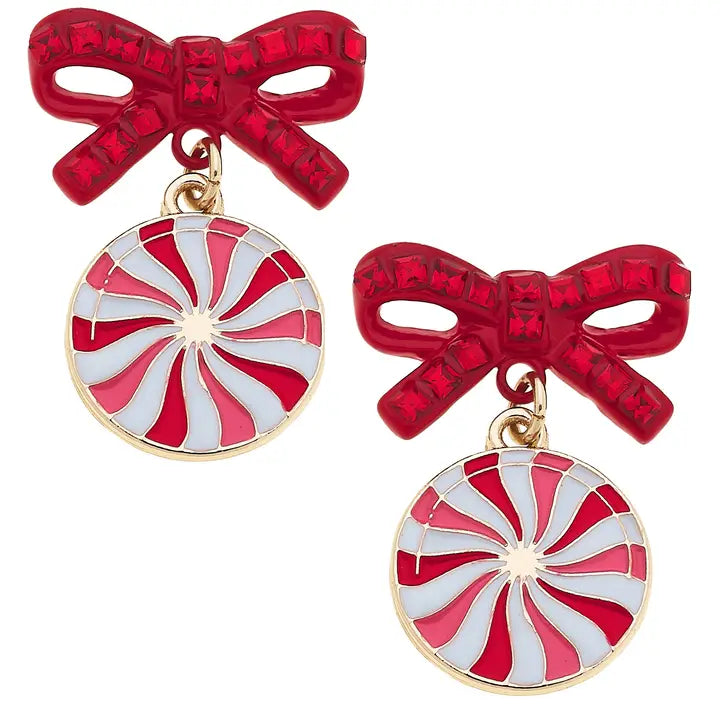 Peppermint Bow Earrings