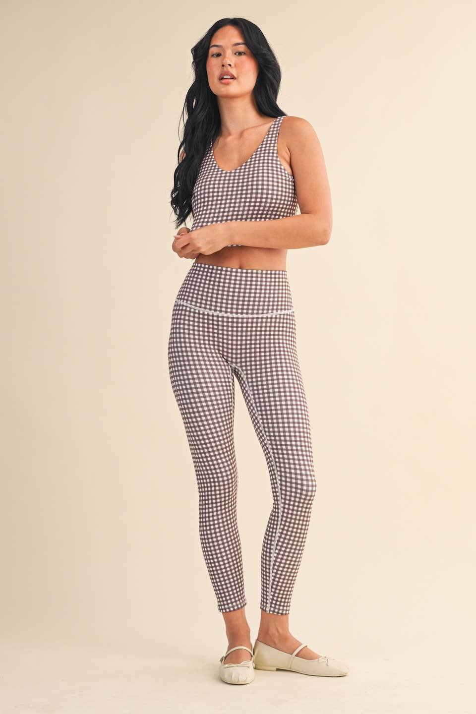 Gingham Print Aligned Performance Cropped Tank Top
