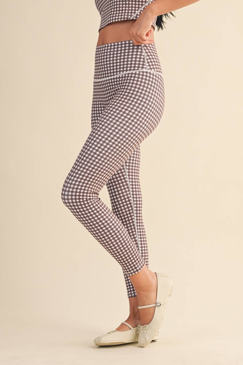 Gingham Print Performance High-Rise Leggings