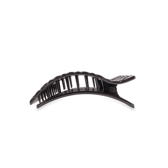 Jet Black Quilted Flat Rectangle Hair Clip - TELETIES