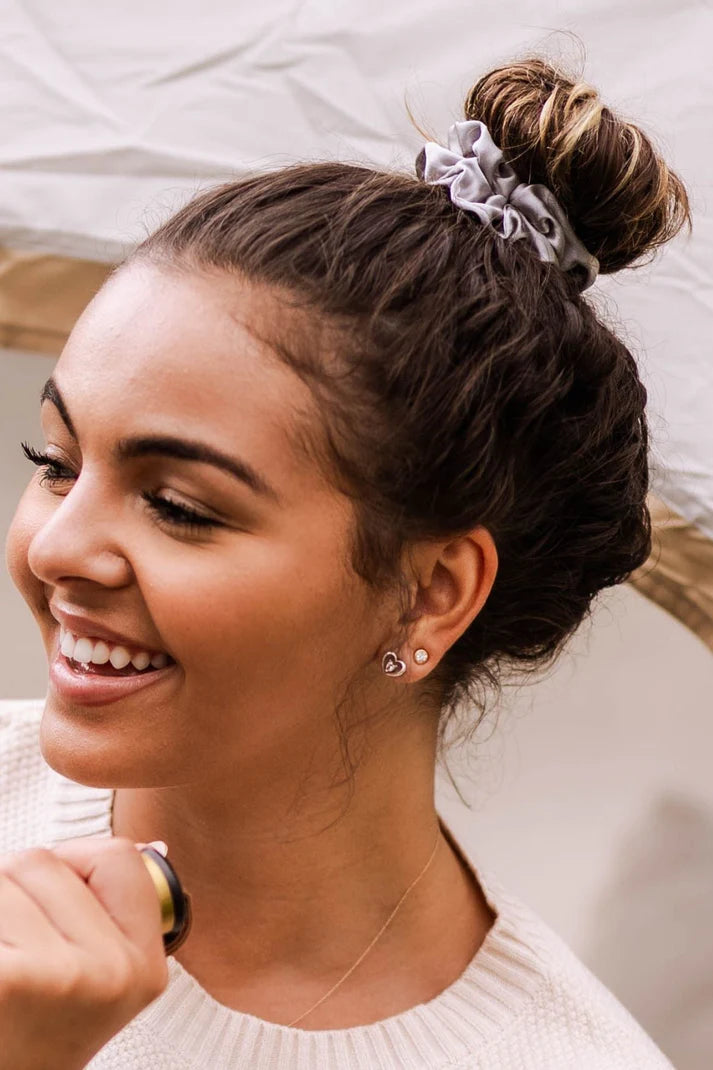 Silver Flames Large Silk Scrunchies - TELETIES