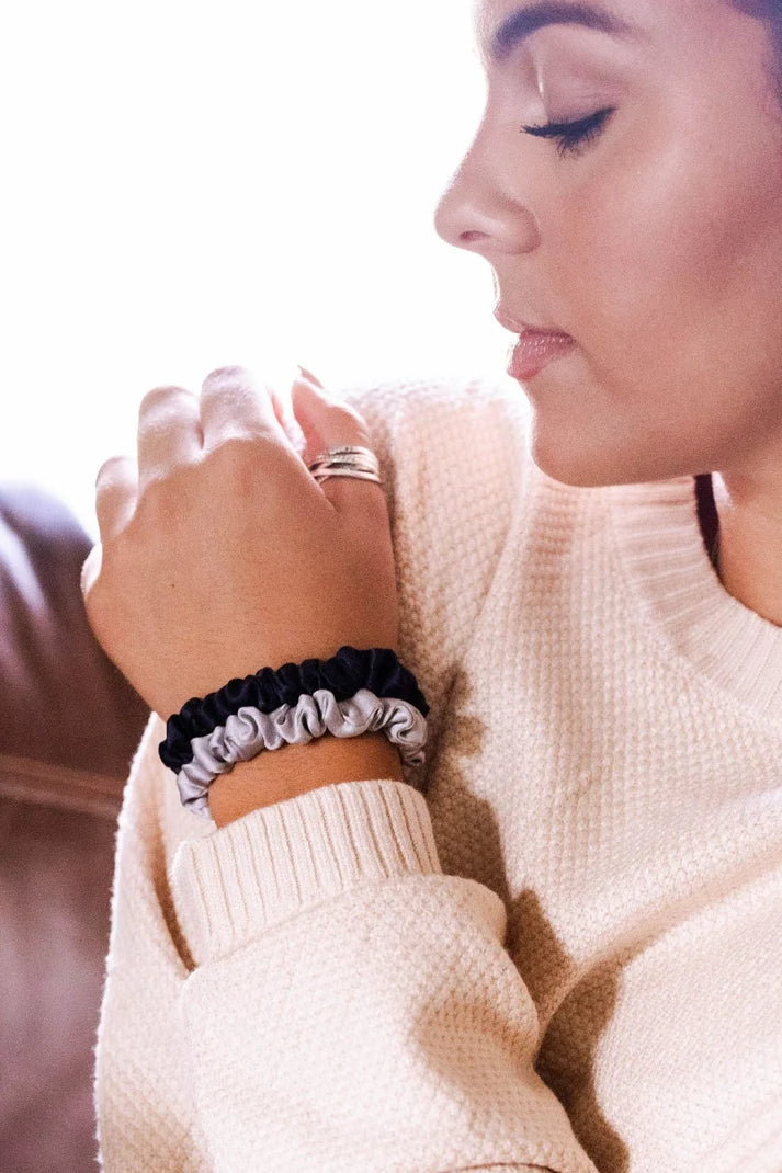 Silver Flames Small Silk Scrunchies - TELETIES