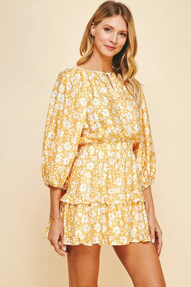 Daisy Floral Print Mini Dress
