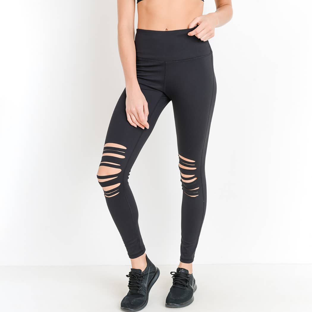 Love & Leisure Knee Laser-Cut Leggings