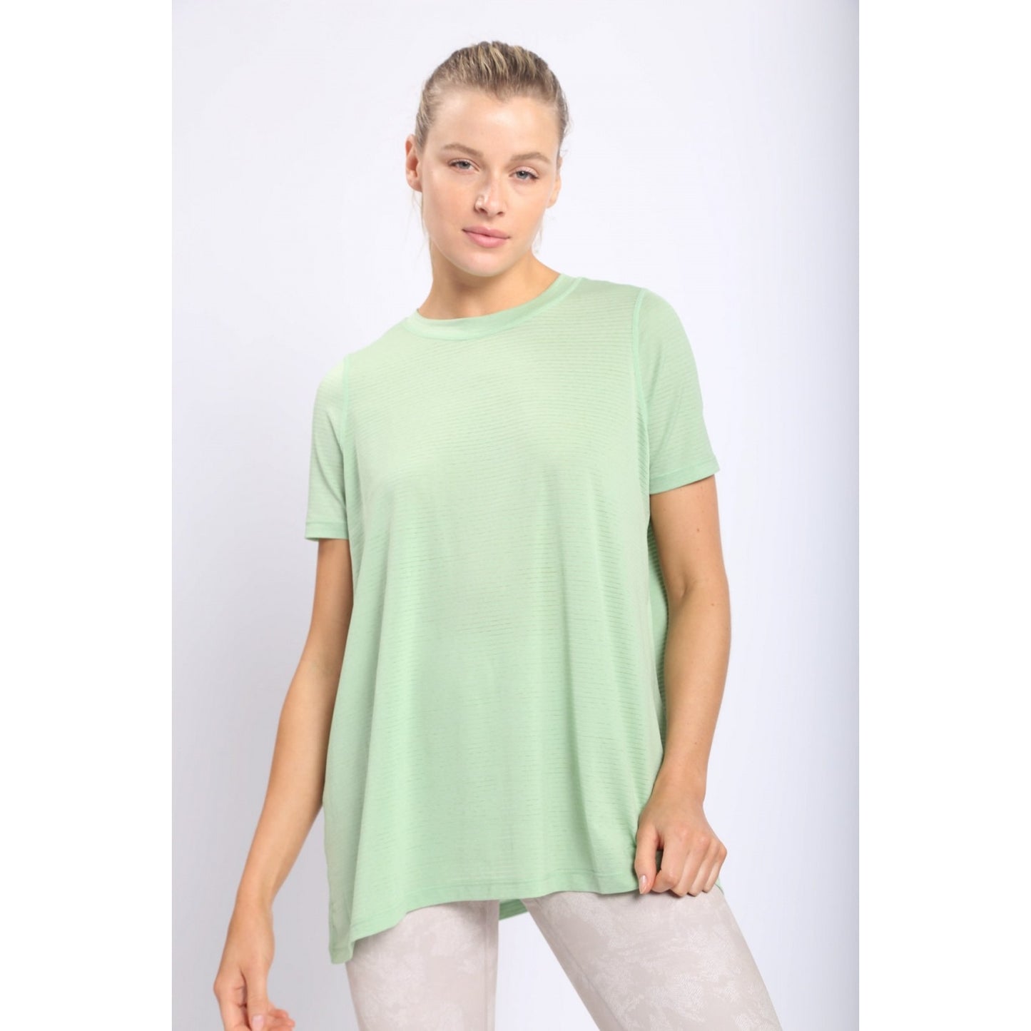 Keyhole Back Mesh Active Top- Green