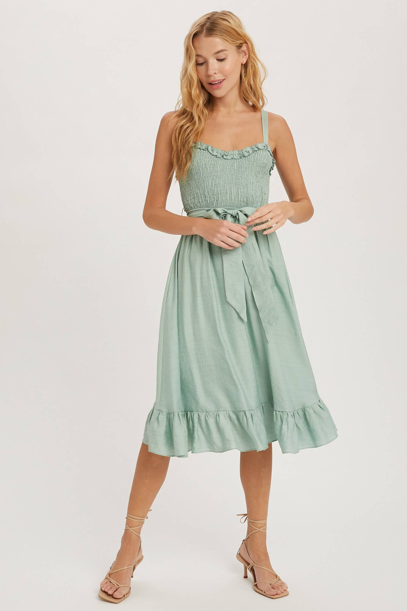 Sweetheart Ruffled Midi Dress