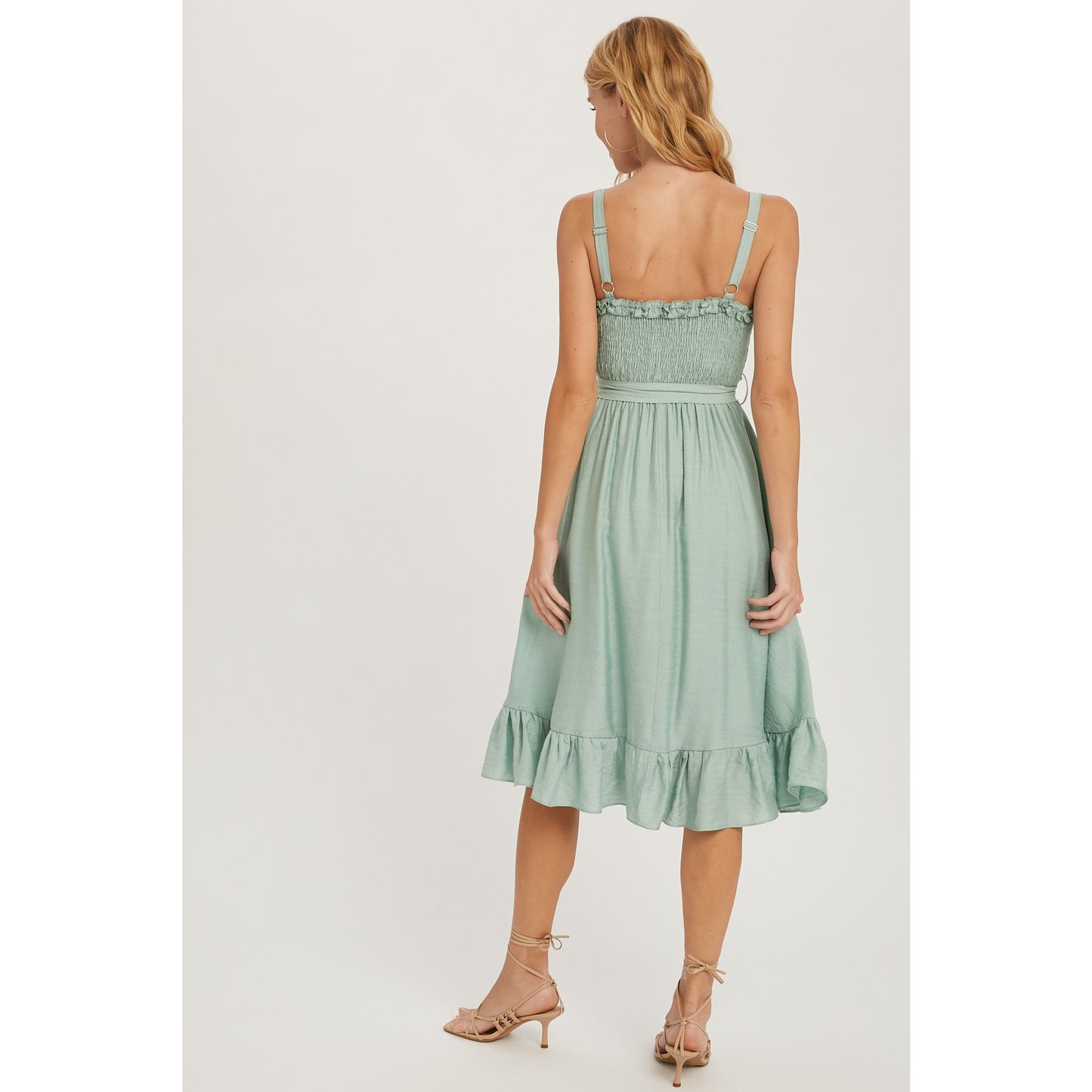 Sweetheart Ruffled Midi Dress