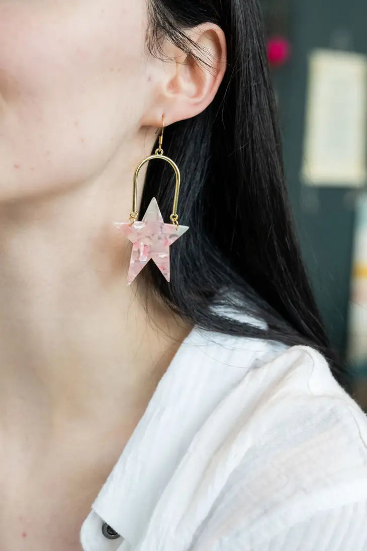 Rosie Star Earrings - Coral