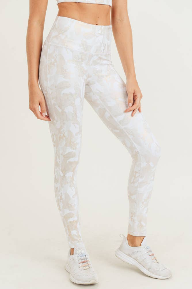 White and Gold Camo Leggings