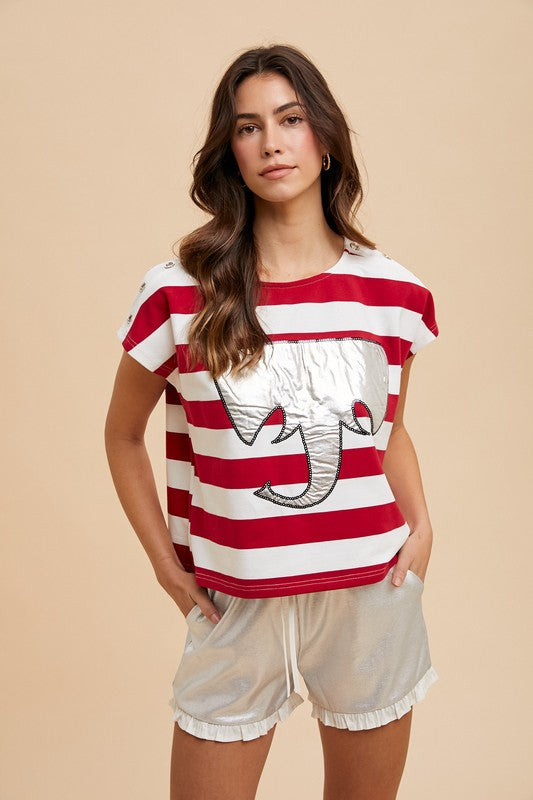 Crimson Tide Striped Top