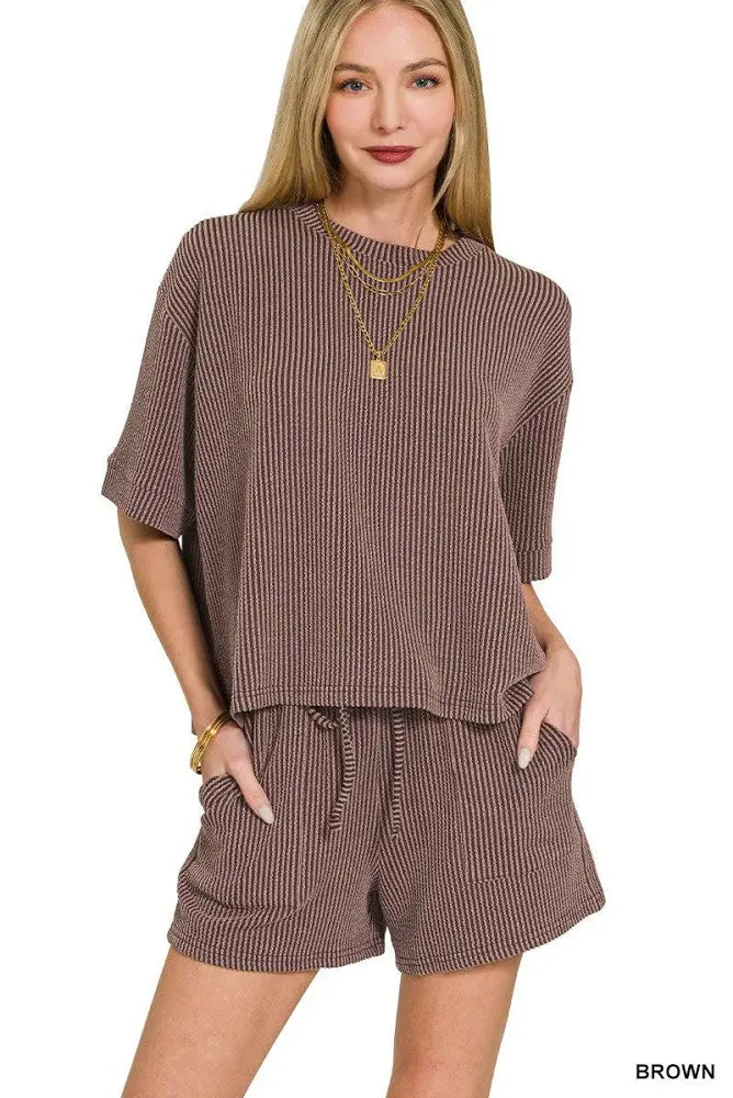 Ribbed Matching Short Set
