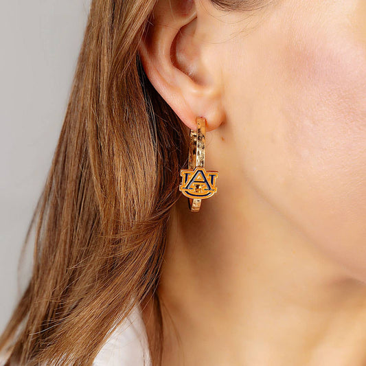Auburn Tigers Logo Hoop Earrings