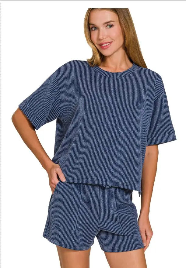 Ribbed Matching Short Set