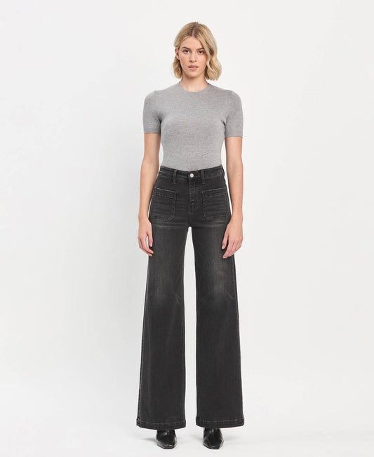 Washed Black High Rise Denim Jeans