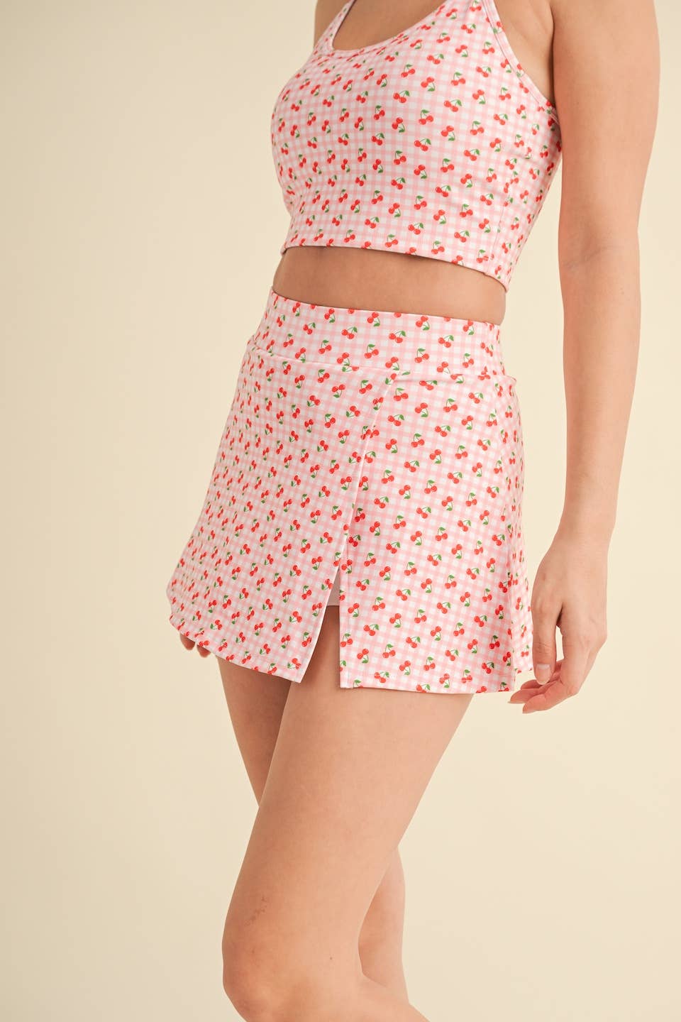 Cherry Gingham Skort