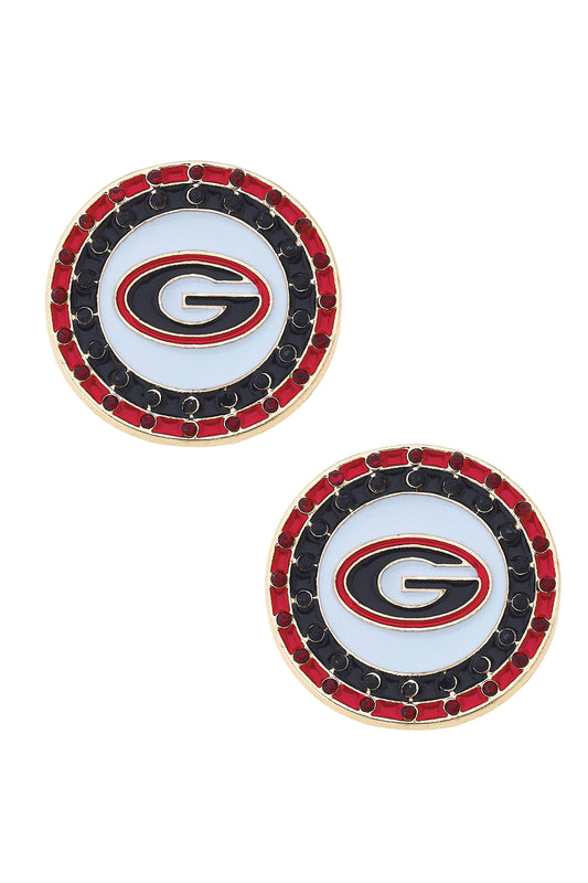 Georgia Bulldogs Pave Disc Stud Earrings