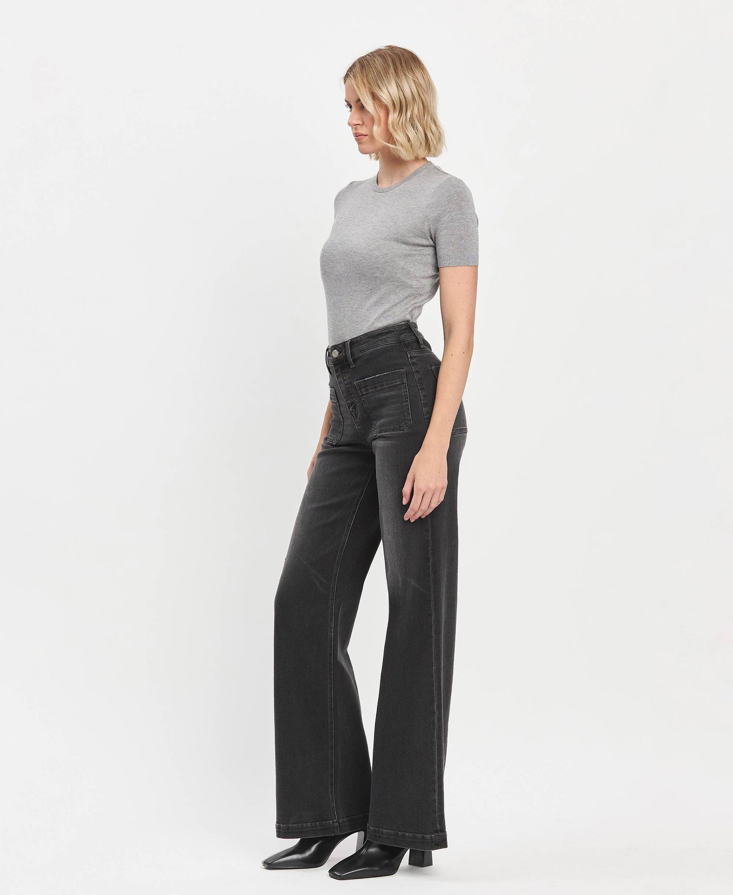 Washed Black High Rise Denim Jeans