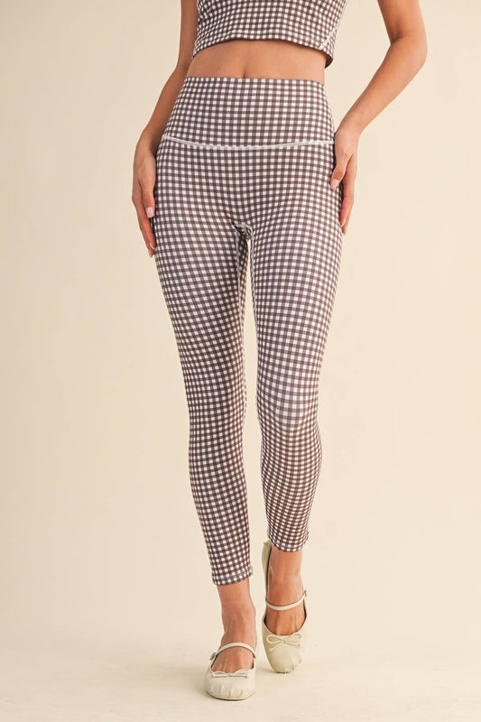 Gingham Print Performance High-Rise Leggings