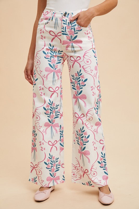 Riley Wide Leg Bow Jeans