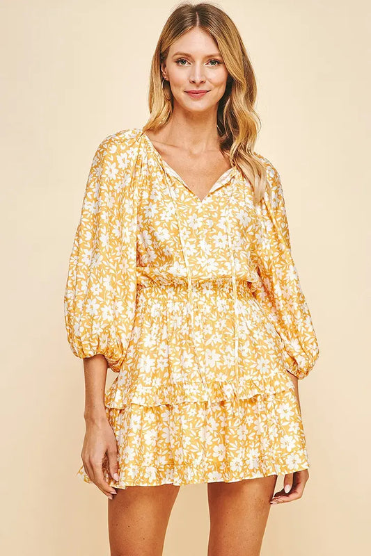 Daisy Floral Print Mini Dress