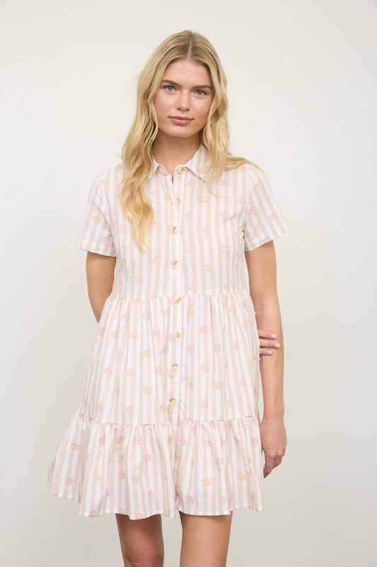 Floral Stripes Button Down Dress